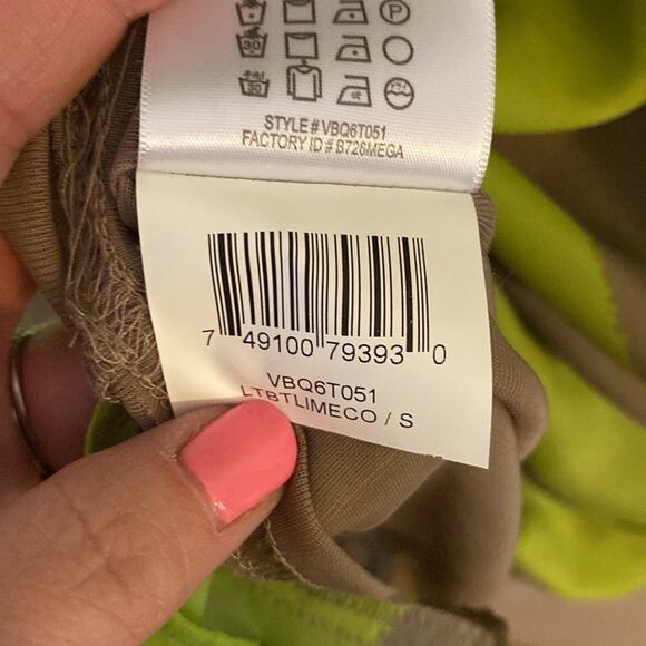 BCBG Green Gray Striped Ruffle V Neck Lined Sleeveless Feminine Mini Dress Small - Picture 8 of 12